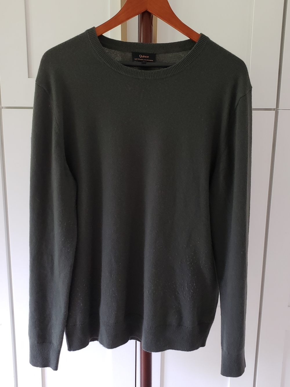 Quince Mongolian Cashmere Sweater Men's Crewneck Large Sweater in Forest Green